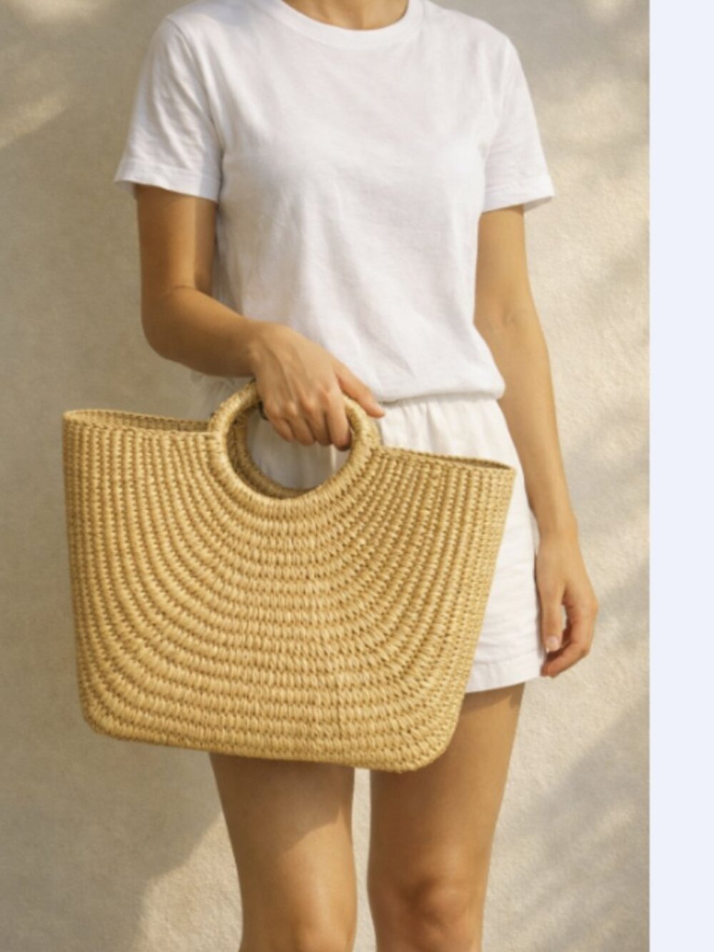 SEA&GRASS Structured Straw Bag Woven Tote Boho Summer Beach Lined - Picture 13 of 13